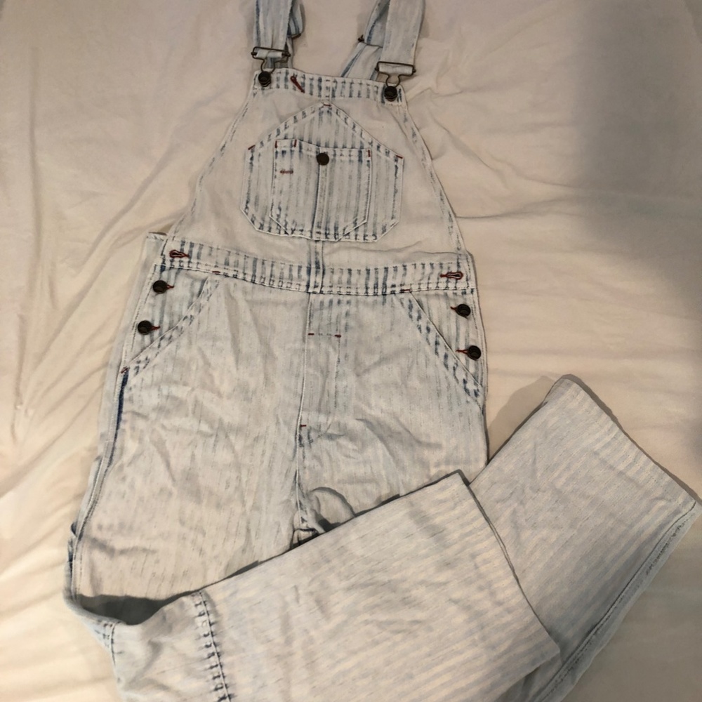 Faherty Denim Railroad stripe overalls